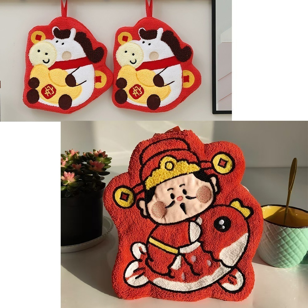 【QIDINA】升級質感珊瑚絨招財發發擦手巾 / 浴巾 新年 小方巾 新年佈置 擦手毛巾 兒童毛巾 吸水毛巾 吸水浴巾-細節圖6