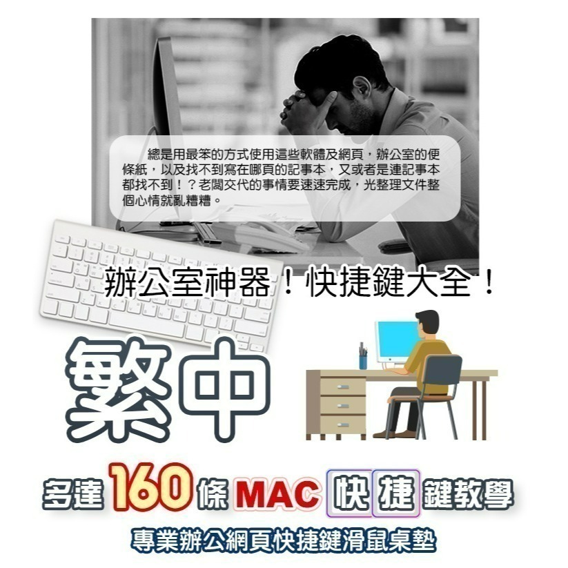 【限時購】【QIDINA】獨創設計-質感MAC繁中快捷鍵滑鼠大桌墊 / 超大滑鼠墊 電腦桌墊 辦公桌墊 快捷鍵桌墊-細節圖8