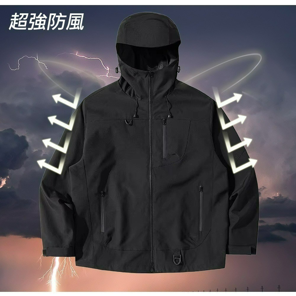 【QIDINA】質感男女款防風防潑水衝鋒外套-H / 羽絨外套 連帽外套 厚外套 衝鋒衣 大尺碼外套 女外套 秋天外套-細節圖3