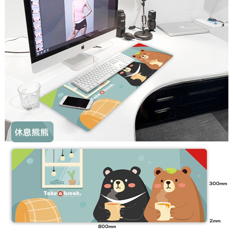 【QIDINA】獨創設計-超療癒卡通動物滑鼠大桌墊 / 超大滑鼠墊 電腦桌墊 辦公桌墊 可愛滑鼠墊 筆電小鍵盤-細節圖9