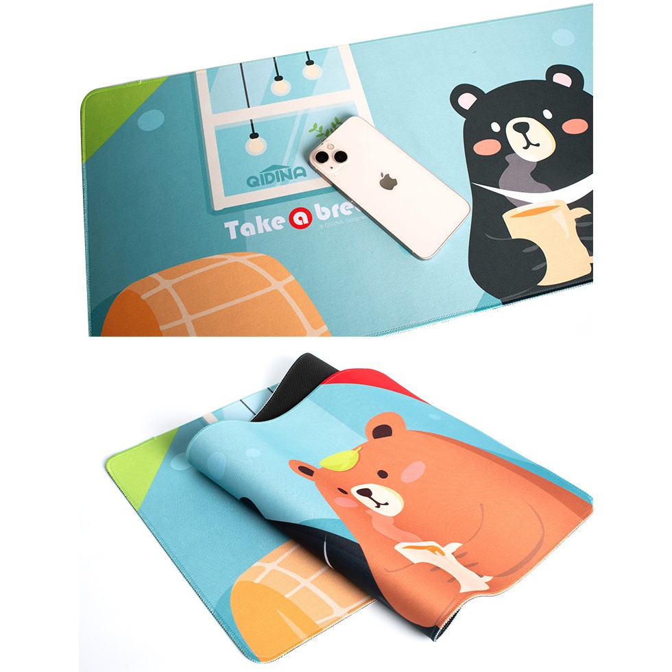 【QIDINA】獨創設計-超療癒卡通動物滑鼠大桌墊 / 超大滑鼠墊 電腦桌墊 辦公桌墊 可愛滑鼠墊 筆電小鍵盤-細節圖10