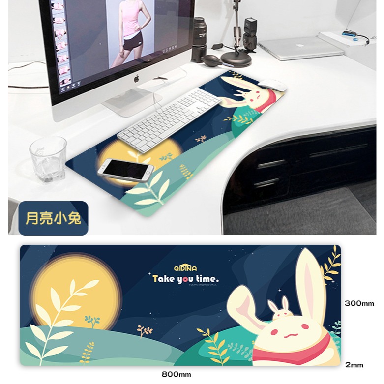 【QIDINA】獨創設計-超療癒卡通動物滑鼠大桌墊 / 超大滑鼠墊 電腦桌墊 辦公桌墊 可愛滑鼠墊 筆電小鍵盤-細節圖11