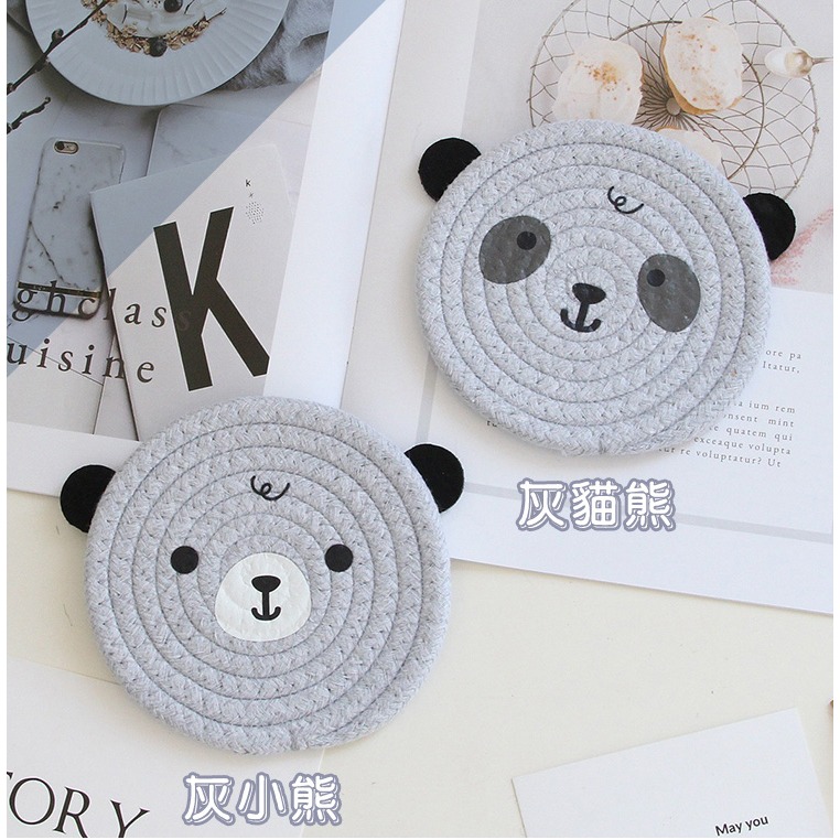 【QIDINA】2入-升級加厚超療癒小熊棉繩隔熱墊-D / 餐墊 吸水杯墊 餐桌墊 桌面小擺件 餐桌 鍋子 盤子 鍋墊-細節圖8