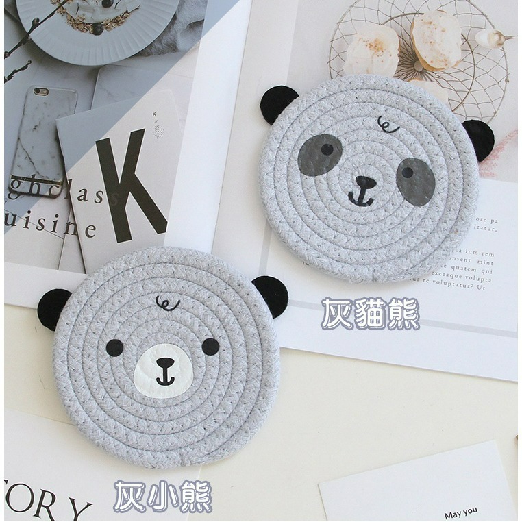 【QIDINA】2入-升級加厚超療癒小熊棉繩隔熱墊-D / 餐墊 吸水杯墊 餐桌墊 桌面小擺件 餐桌 鍋子 盤子 鍋墊-細節圖8