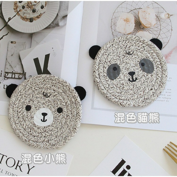 【QIDINA】2入-升級加厚超療癒小熊棉繩隔熱墊-D / 餐墊 吸水杯墊 餐桌墊 桌面小擺件 餐桌 鍋子 盤子 鍋墊-細節圖9