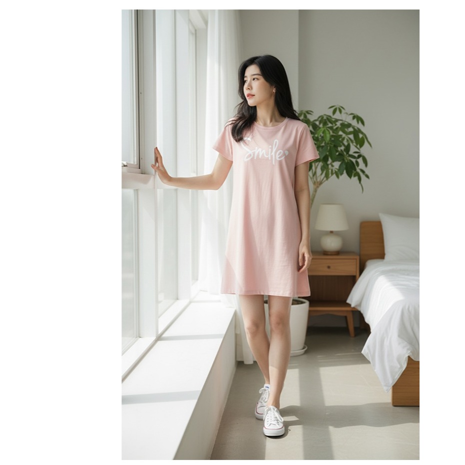 【QIDINA】懶人穿搭親膚附罩杯彈性舒適連身裙-1SM / 居家睡衣女 睡衣裙 睡裙 連衣裙 居家服 大尺碼睡裙 洋裝-細節圖7