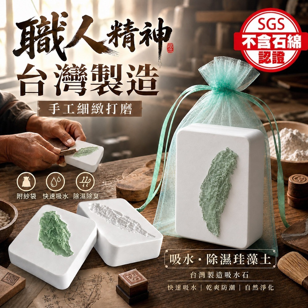 【限時購】【QIDINA】SGS台灣造型防霉除臭硅藻土除濕神器 / 香氛 擴香石 收納 除濕袋 除濕盒 硅藻土 雙十節-細節圖2