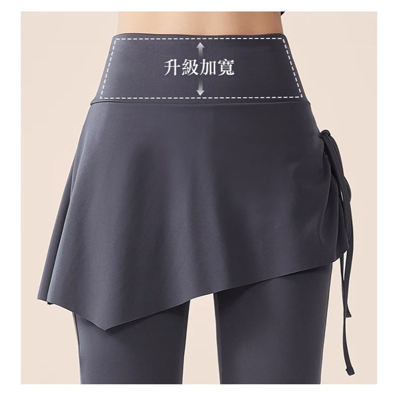 【QIDINA】超顯瘦假兩件遮肉速乾微喇叭瑜珈褲運動褲-2PI / 運動褲子女 微喇叭褲女 假兩件長褲女 運動短褲女-細節圖7