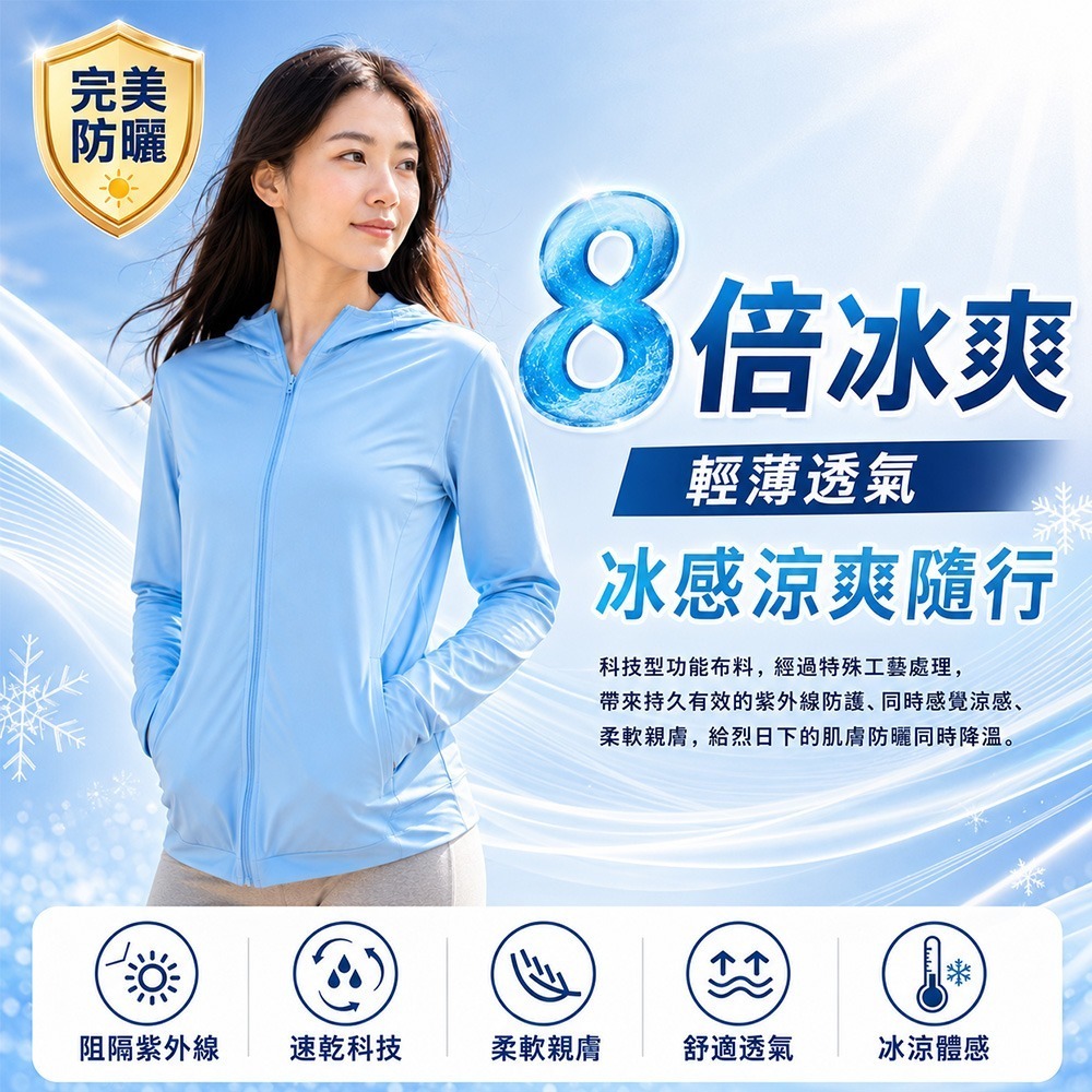【QIDINA】台灣獨家設計款涼感防曬外套-B / 防曬 遮陽 防曬外套 黑膠外套 外套 冰絲涼感-細節圖3
