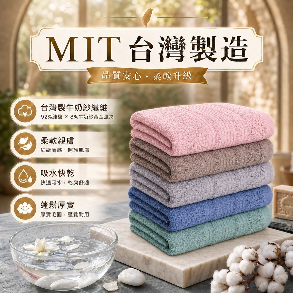 【QIDINA】3入-MIT厚磅加大牛奶紗棉柔軟毛巾-P / 運動毛巾 毛巾 台灣製 方巾 吸水毛巾 兒童浴巾-細節圖5
