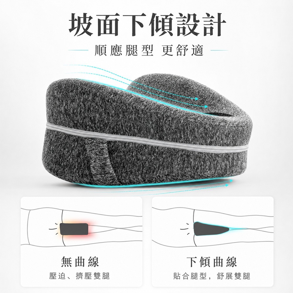 【QIDINA】人體工學記憶棉側睡舒適腿枕-G / 腳墊 靠枕頭 靠墊 靠背枕 腰枕 側睡枕頭 靠腰墊 腰靠墊 腰枕-細節圖4