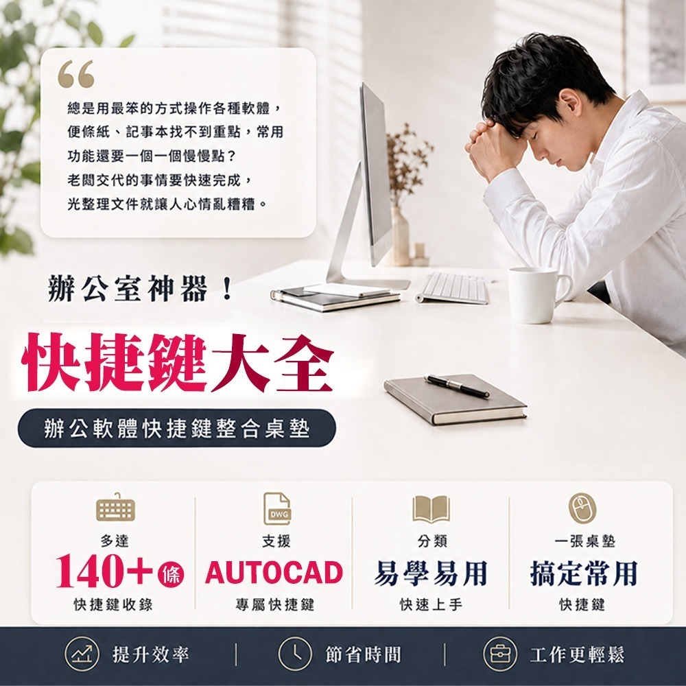 【QIDINA】獨創設計-CAD繁中快捷鍵滑鼠大桌墊(WIN/MAC通用款) / 超大滑鼠墊 電腦桌墊 辦公桌墊-細節圖2