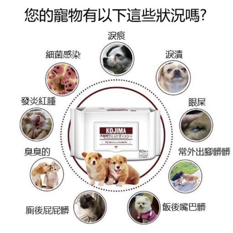【珮慈星系】KOJIMA 寵物濕巾 寵物濕紙巾 寵物清潔美容 去淚痕濕巾 寵物專用濕巾 寵物洗澡濕巾-細節圖5