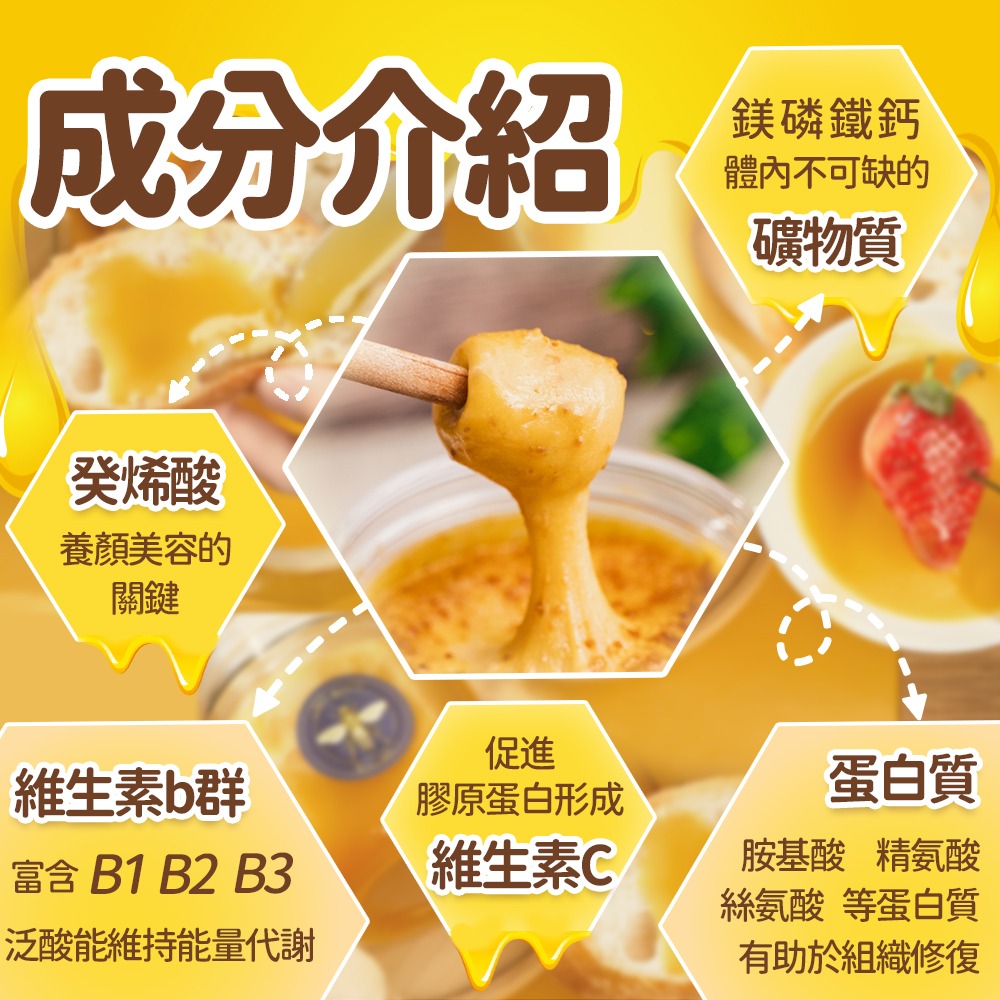 蜂三寶 紫椴樹蜜80%＋蜂王乳10%＋花粉10%-細節圖3