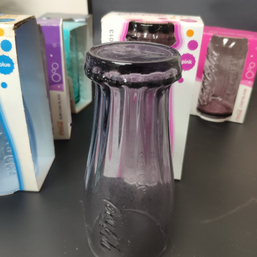 麥當勞可口可樂聯名杯2013年款 紫色可樂瓶造型玻璃杯