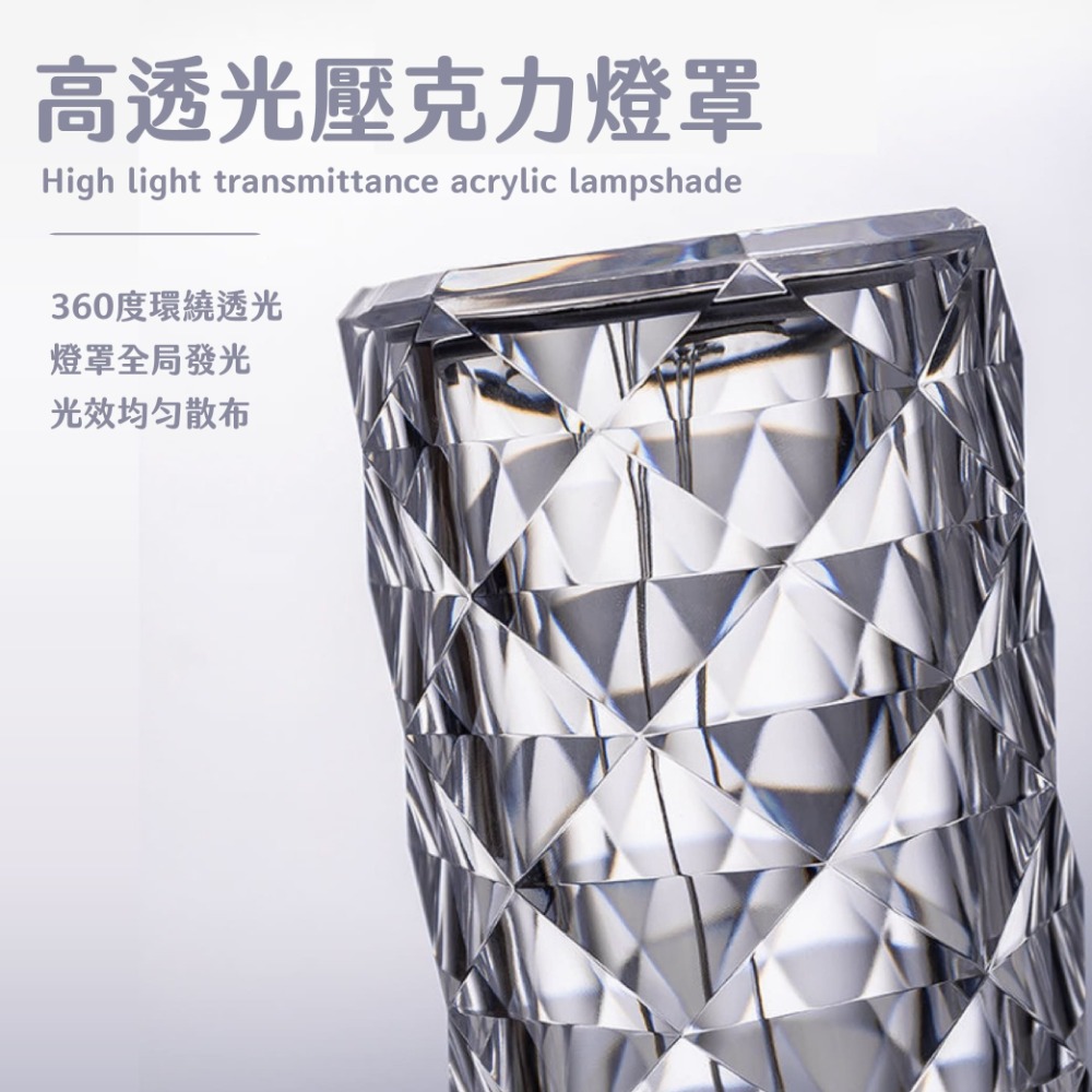 出貨快+免運🔥水晶玫瑰燈 玫瑰花燈 水晶檯燈 觸碰燈 玫瑰氣氛燈 鑽石小夜燈 16色RGB調色遙控檯燈-細節圖8