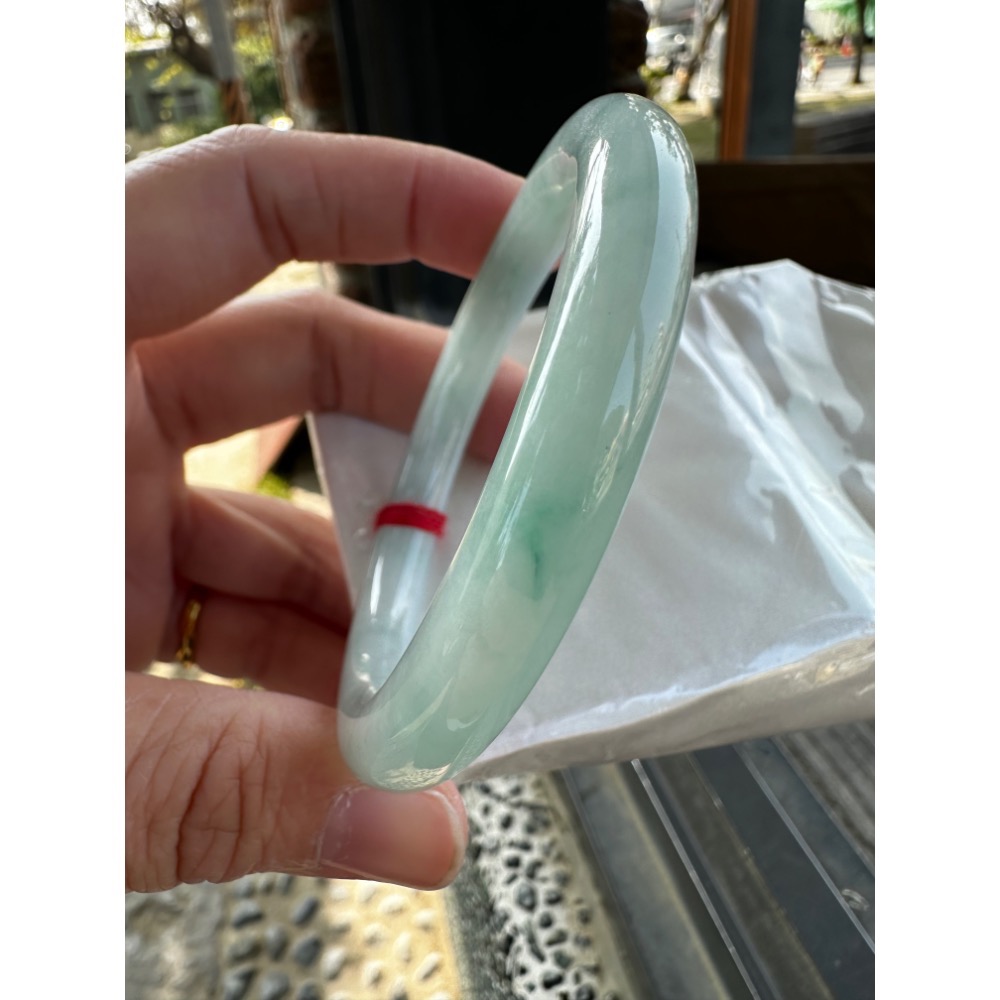 🎀冰透藍水綠圓骨美鐲 🎀17.5-18圍 #1818號-細節圖2