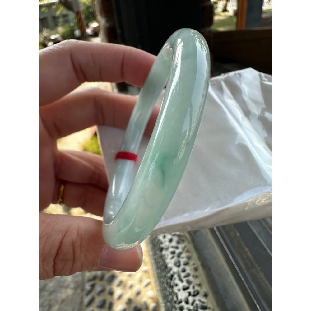 🎀冰透藍水綠圓骨美鐲 🎀17.5-18圍 #1818號-細節圖3