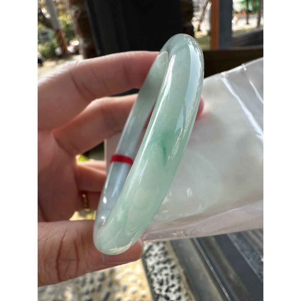 🎀冰透藍水綠圓骨美鐲 🎀17.5-18圍 #1818號-細節圖4