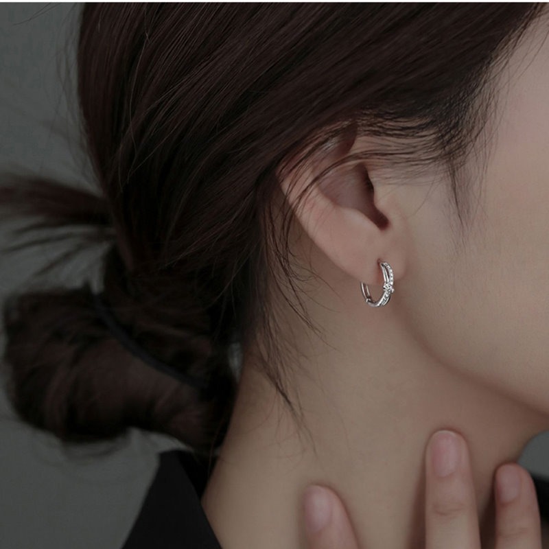 細緻時尚 單結蝴蝶結 耳扣 耳圈 易扣耳環 易扣式耳環 ＊花漾美人＊嚴選-細節圖2