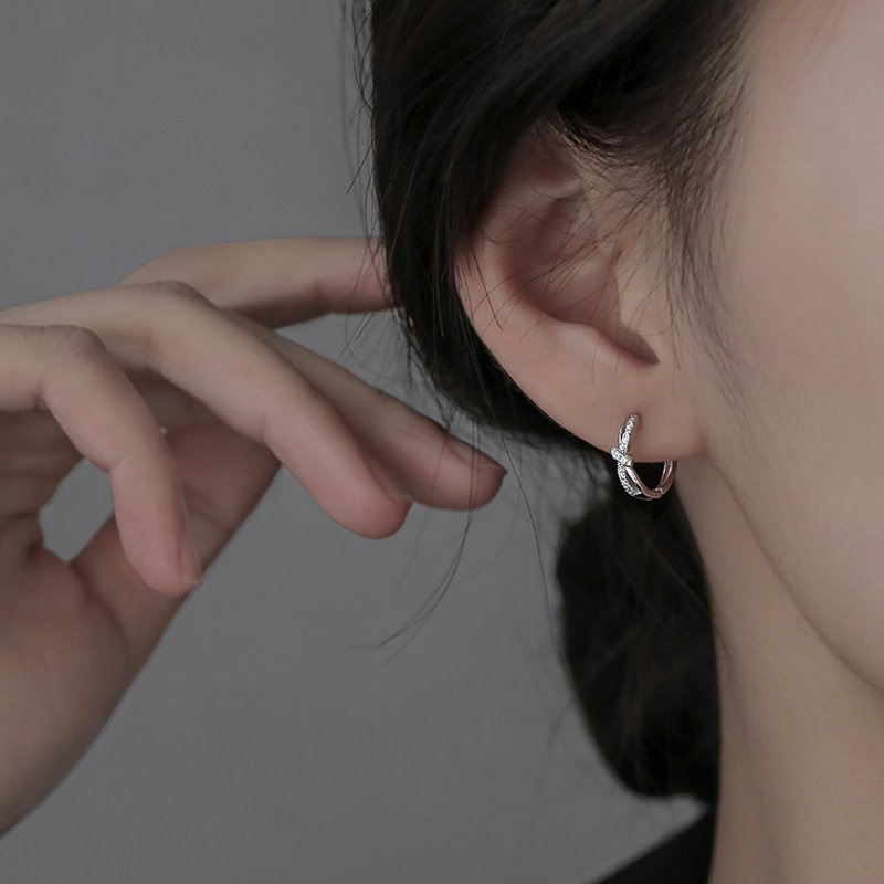 細緻時尚 單結蝴蝶結 耳扣 耳圈 易扣耳環 易扣式耳環 ＊花漾美人＊嚴選-細節圖4