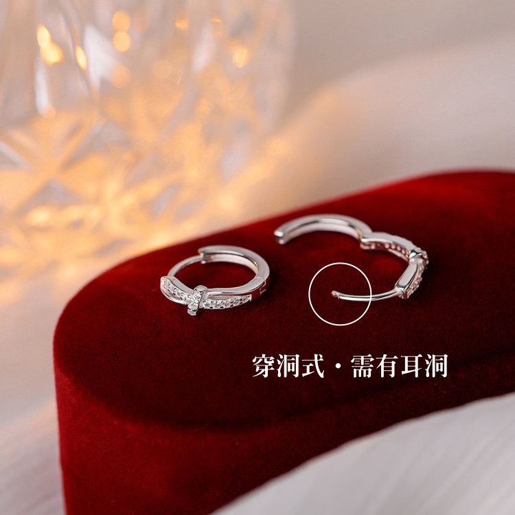 細緻時尚 單結蝴蝶結 耳扣 耳圈 易扣耳環 易扣式耳環 ＊花漾美人＊嚴選-細節圖8