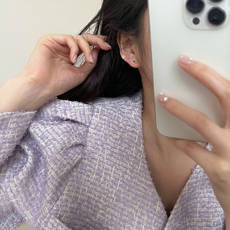 【整體s925銀】純銀耳環 轉珠耳環 鎖珠耳環 螺旋耳針 鎖式耳環 細針 月光石愛心＊花漾美人＊嚴選-細節圖5