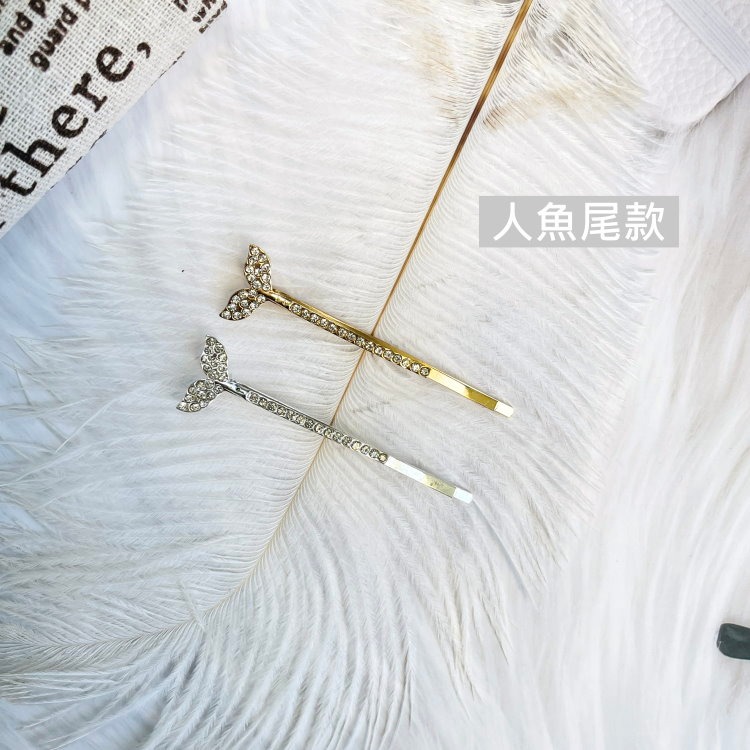 髮夾 一字夾 邊夾 瀏海夾 水鑽髮夾 人魚尾 精緻交叉閃鑽髮夾＊花漾美人＊嚴選-細節圖4