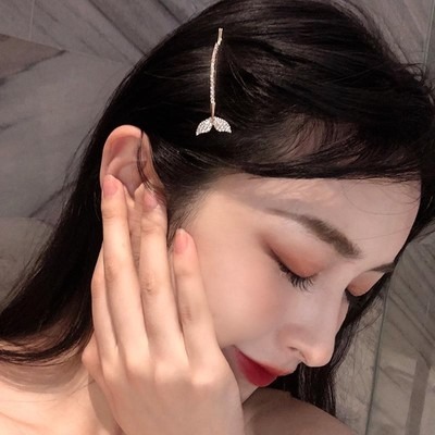 髮夾 一字夾 邊夾 瀏海夾 水鑽髮夾 人魚尾 精緻交叉閃鑽髮夾＊花漾美人＊嚴選-細節圖5