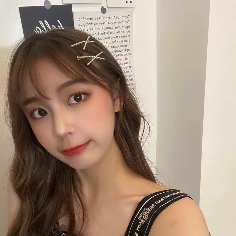 髮夾 一字夾 邊夾 瀏海夾 水鑽髮夾 人魚尾 精緻交叉閃鑽髮夾＊花漾美人＊嚴選-細節圖7