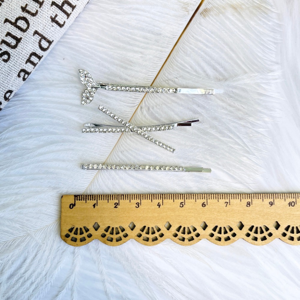 髮夾 一字夾 邊夾 瀏海夾 水鑽髮夾 人魚尾 精緻交叉閃鑽髮夾＊花漾美人＊嚴選-細節圖8