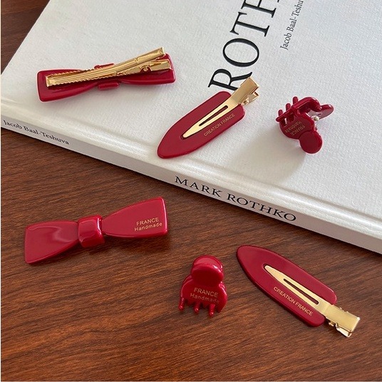 髮夾 開運髮夾 新春開運髮夾 一字夾 邊夾 瀏海髮夾 小抓夾 無痕髮夾 喜慶紅色 開運紅色 紅運當頭 ＊花漾美人＊嚴選-細節圖3