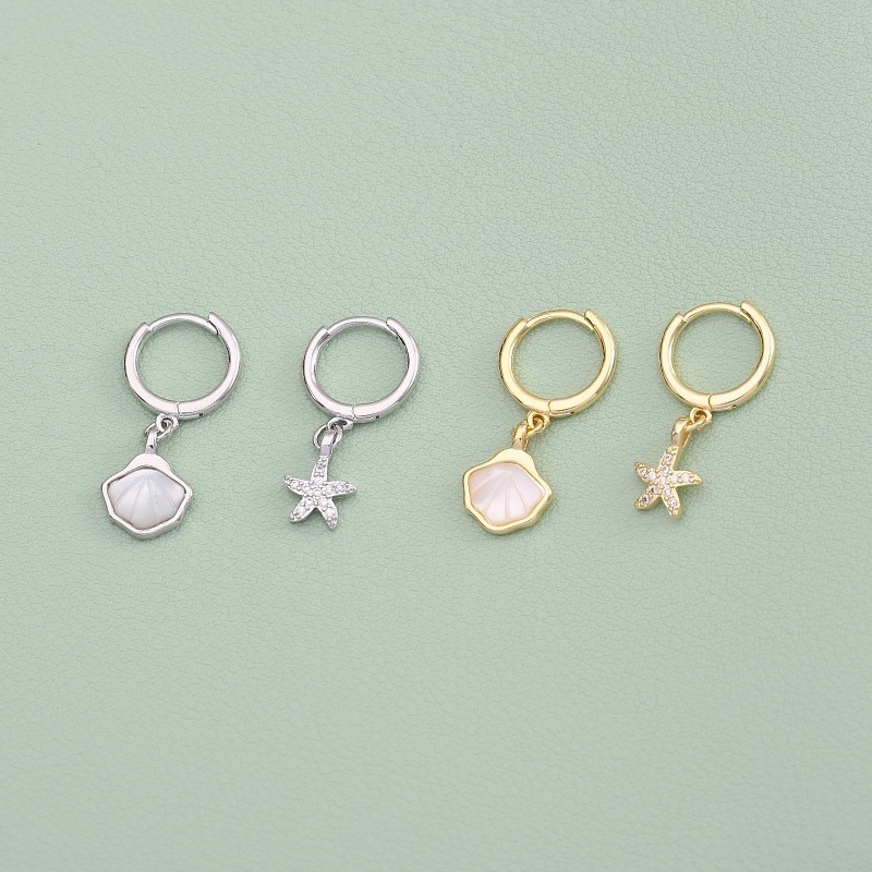 耳環 夾式耳環 垂墜耳環 耳扣 易扣耳環 易扣式耳環 海星 貝殼 ＊花漾美人＊日韓嚴選-細節圖6