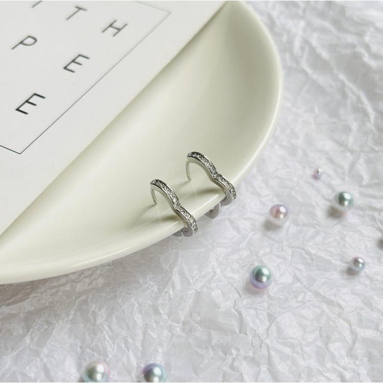 耳環 耳扣 耳圈 易扣耳環 易扣式耳環 滿鑽耳環 鋯石微鑲 鏤空愛心  ＊花漾美人＊嚴選-細節圖2