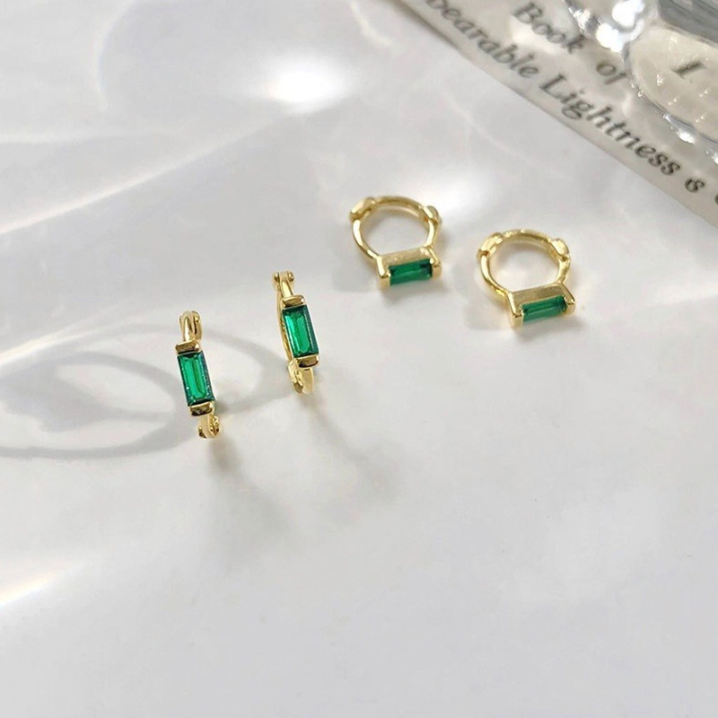 耳環 耳扣 耳圈 易扣耳環 易扣式耳環 綠寶石耳環 台灣現貨  ＊花漾美人＊嚴選-細節圖3