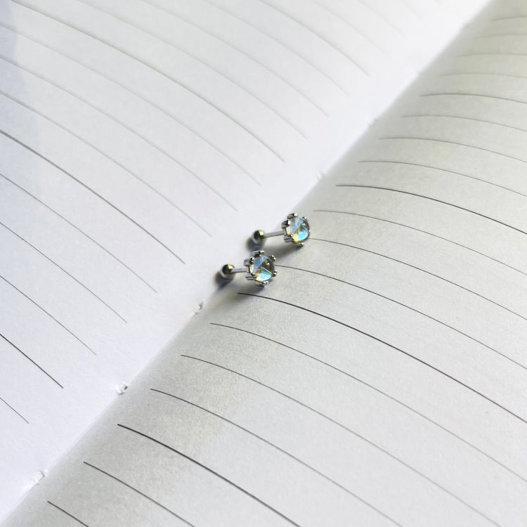 轉珠耳環 鎖珠耳環 螺旋耳針 鎖式耳環  圓珠耳環 月光石＊花漾美人＊日韓嚴選-細節圖2