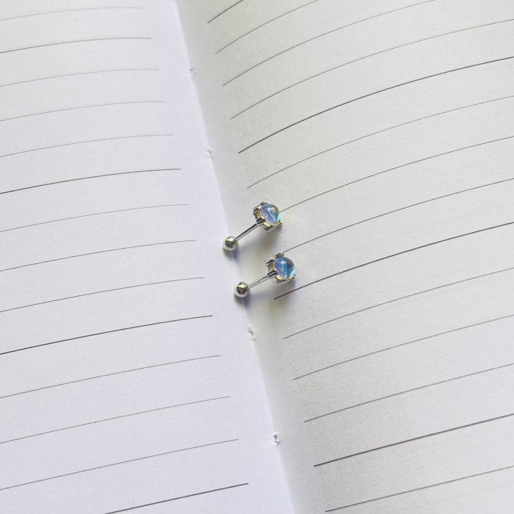 轉珠耳環 鎖珠耳環 螺旋耳針 鎖式耳環  圓珠耳環 月光石＊花漾美人＊日韓嚴選-細節圖3