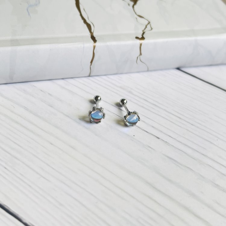 轉珠耳環 鎖珠耳環 螺旋耳針 鎖式耳環  圓珠耳環 月光石＊花漾美人＊日韓嚴選-細節圖4