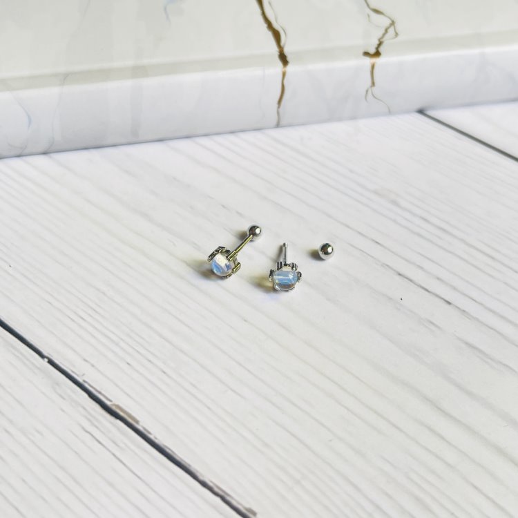 轉珠耳環 鎖珠耳環 螺旋耳針 鎖式耳環  圓珠耳環 月光石＊花漾美人＊日韓嚴選-細節圖6