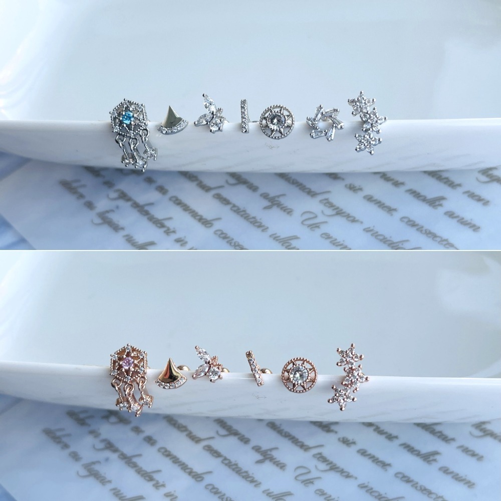 轉珠耳環 鎖珠耳環 螺旋耳針 鎖式耳環 醫療鋼耳環 捕夢網 彩虹 蝴蝶 漩渦＊花漾美人＊嚴選-F-細節圖2