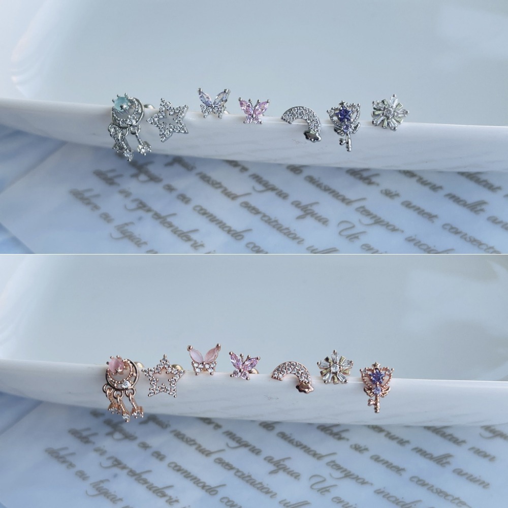 轉珠耳環 鎖珠耳環 螺旋耳針 鎖式耳環 醫療鋼耳環 捕夢網 彩虹 蝴蝶 漩渦＊花漾美人＊嚴選-F-細節圖3