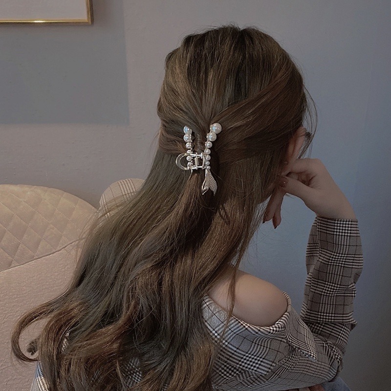 抓夾 鯊魚夾 珍珠抓夾 人魚尾抓夾 公主夾 髮夾 鯊魚夾 金屬風 ＊花漾美人＊嚴選-細節圖5