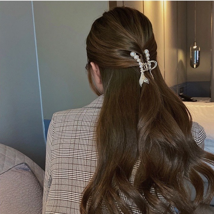 抓夾 鯊魚夾 珍珠抓夾 人魚尾抓夾 公主夾 髮夾 鯊魚夾 金屬風 ＊花漾美人＊嚴選-細節圖6