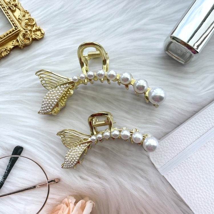 抓夾 鯊魚夾 珍珠抓夾 人魚尾抓夾 公主夾 髮夾 鯊魚夾 金屬風 ＊花漾美人＊嚴選-細節圖7