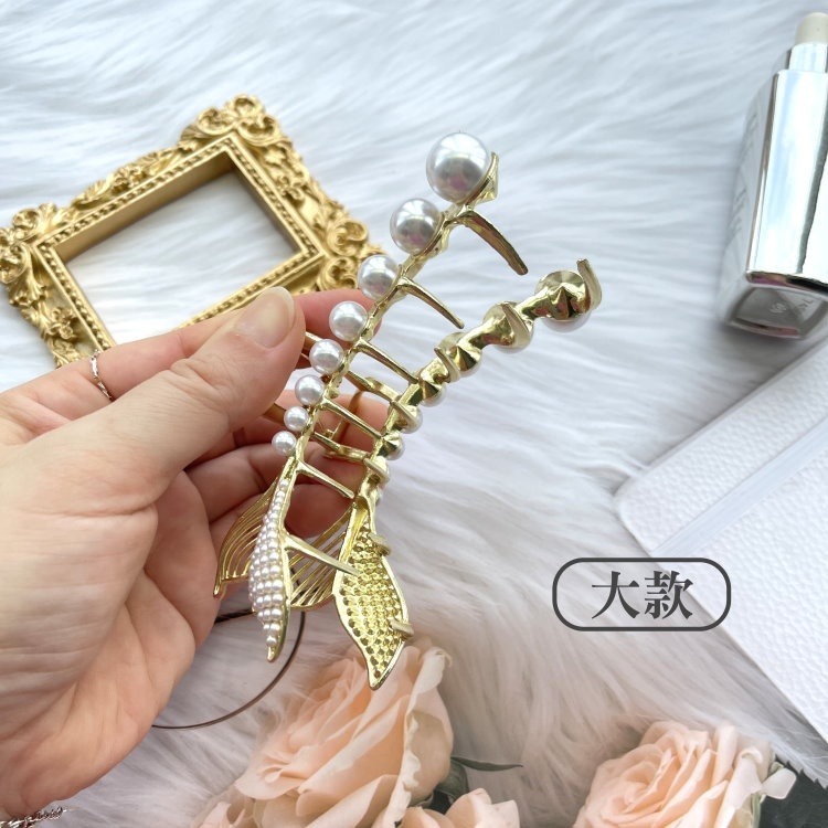 抓夾 鯊魚夾 珍珠抓夾 人魚尾抓夾 公主夾 髮夾 鯊魚夾 金屬風 ＊花漾美人＊嚴選-細節圖8