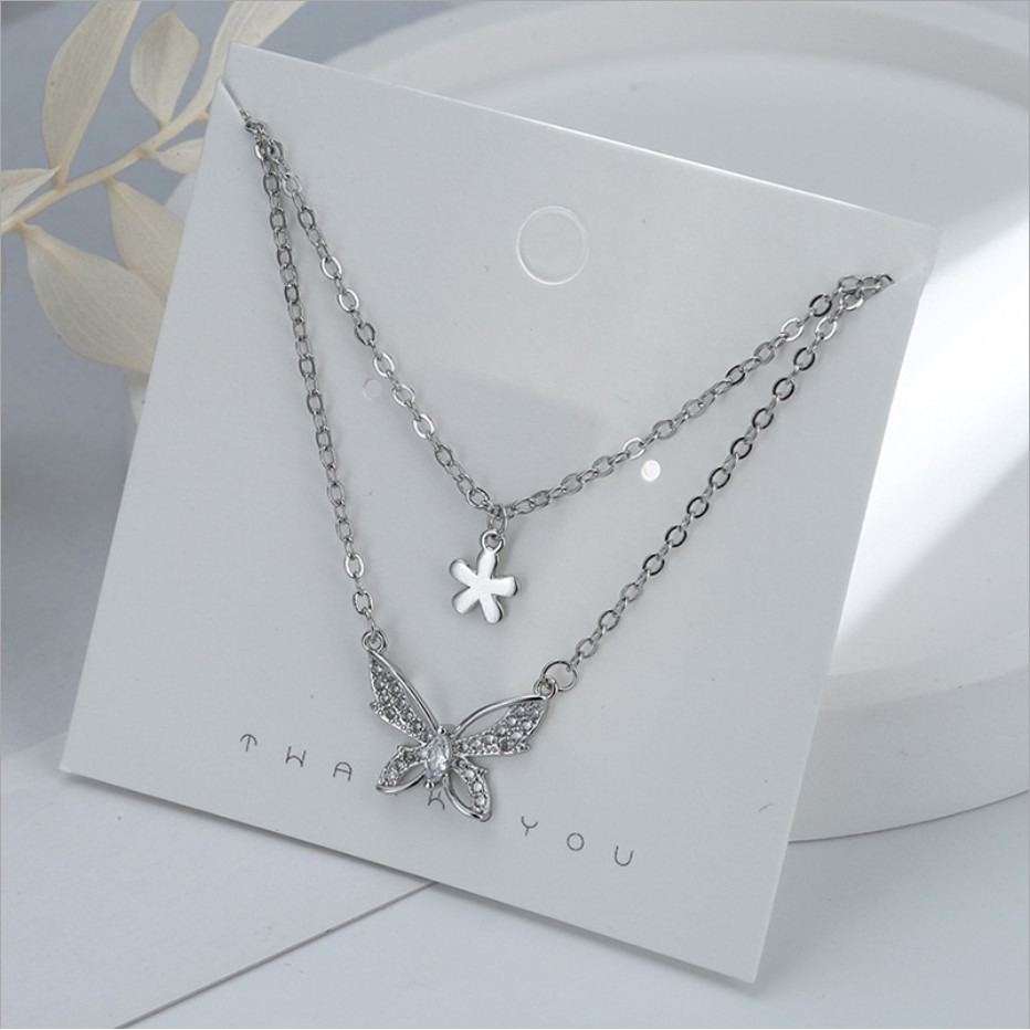 項鍊 雙層項鍊 花飛蝶舞 鎖骨鍊/短項鍊 ＊花漾美人＊嚴選-細節圖3