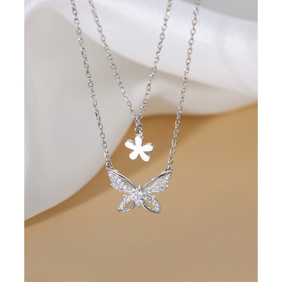 項鍊 雙層項鍊 花飛蝶舞 鎖骨鍊/短項鍊 ＊花漾美人＊嚴選-細節圖5