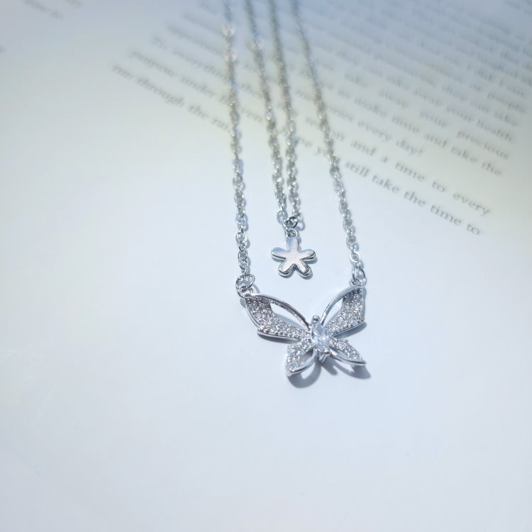 項鍊 雙層項鍊 花飛蝶舞 鎖骨鍊/短項鍊 ＊花漾美人＊嚴選-細節圖6