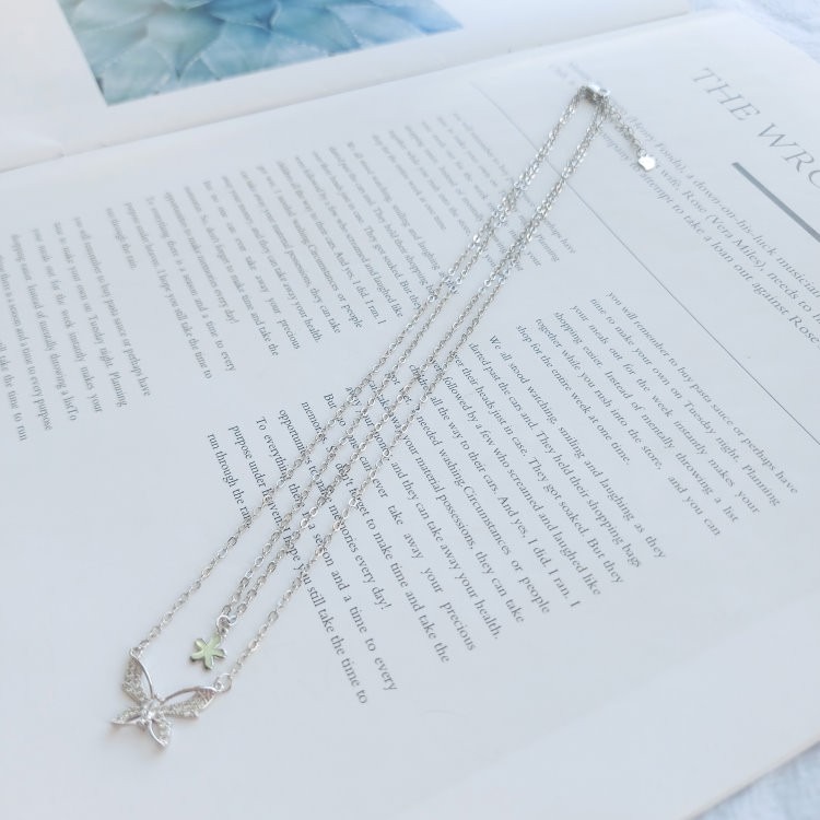 項鍊 雙層項鍊 花飛蝶舞 鎖骨鍊/短項鍊 ＊花漾美人＊嚴選-細節圖7