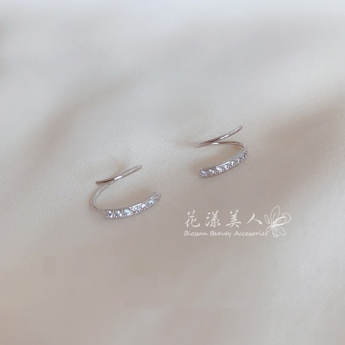 【整體925銀】純銀耳環 細緻時尚 雙圈排鑽圈圈  ＊花漾美人＊嚴選-細節圖2